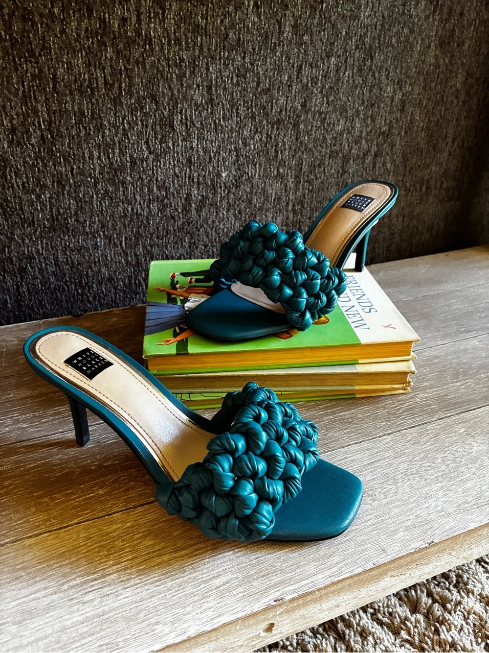 White House Black Market Millie Braided Knot Heels In Deep Lagoon Teal